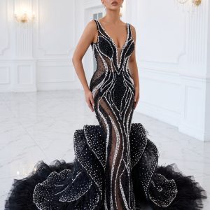 Obsidienne – schwarzes Hochzeitskleid von frecH