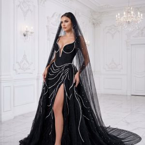 Rebelle – schwarzes Hochzeitskleid von frecH