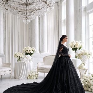 Féline – schwarzes Hochzeitskleid von frecH