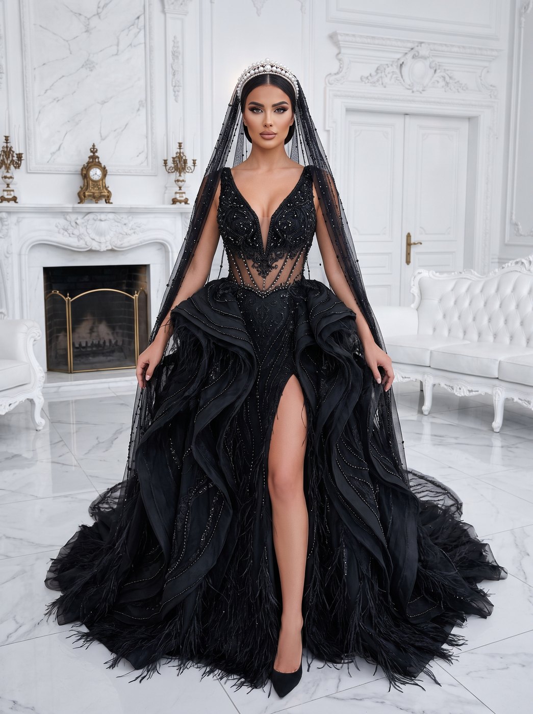 Illusion – schwarzes Hochzeitskleid von frecH