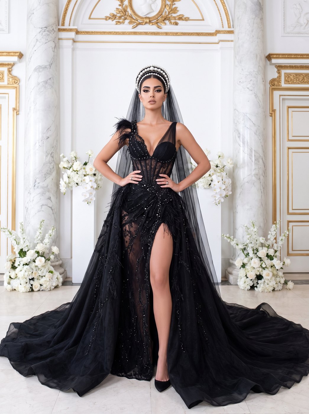 Tempête – schwarzes Hochzeitskleid von frecH