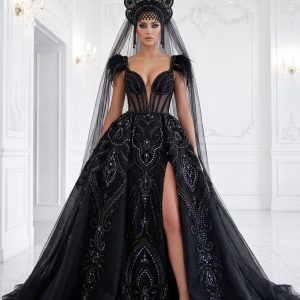 Constellation – schwarzes Hochzeitskleid von frecH